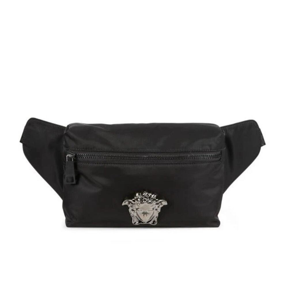 NWT Versace La Medusa Pallazo Black Nylon Fanny Pack Bum Belt Sling Bag $900